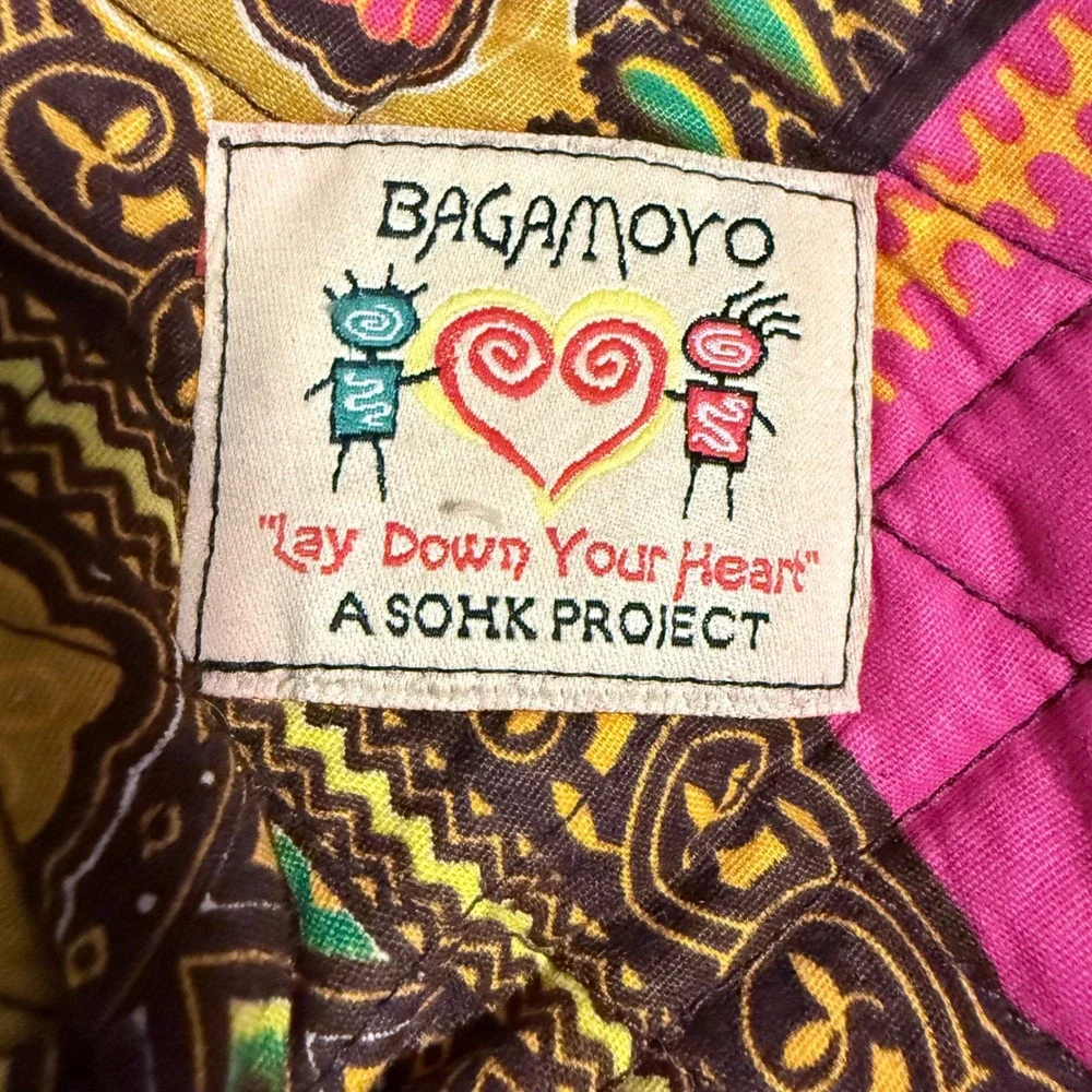 Bagamoyo SOHK Lay Down Your Heart Quilted Cosmetic Bag African Print Kenya